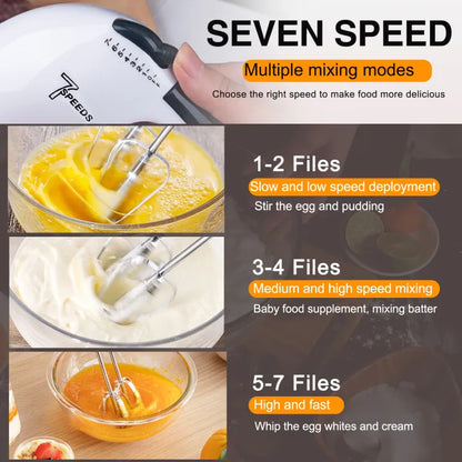7-Speed Electric Hand Mixer – Multifunction Kitchen Egg Beater & Dough Mixer